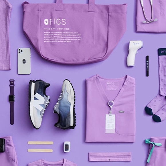 FIGS Large Canvas Tote Bag in Lavender Dew - Picture 7 of 11